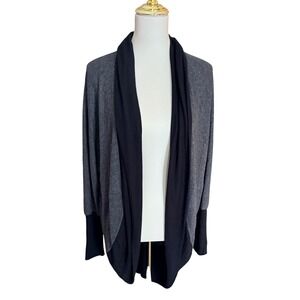 Red 23 Womens Open Front Draped Cardigan Grey Black Two Tone Knit Sweater Small